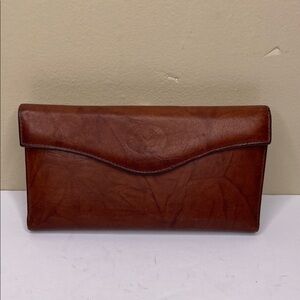 BUXTON Vintage Cowhide Leather Wallet Brown Snap Front Rectangular Shape